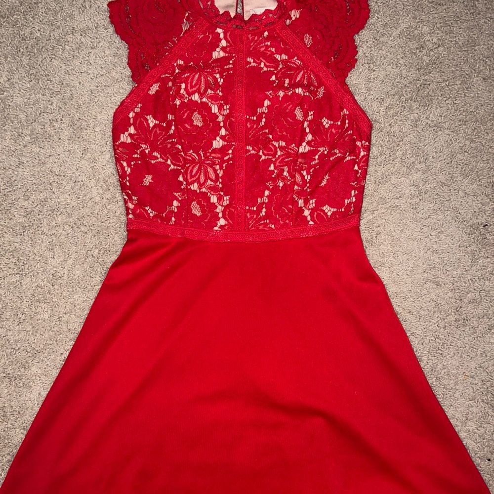 Altar’d State Red Lace Fit & Flare Dress – Size M